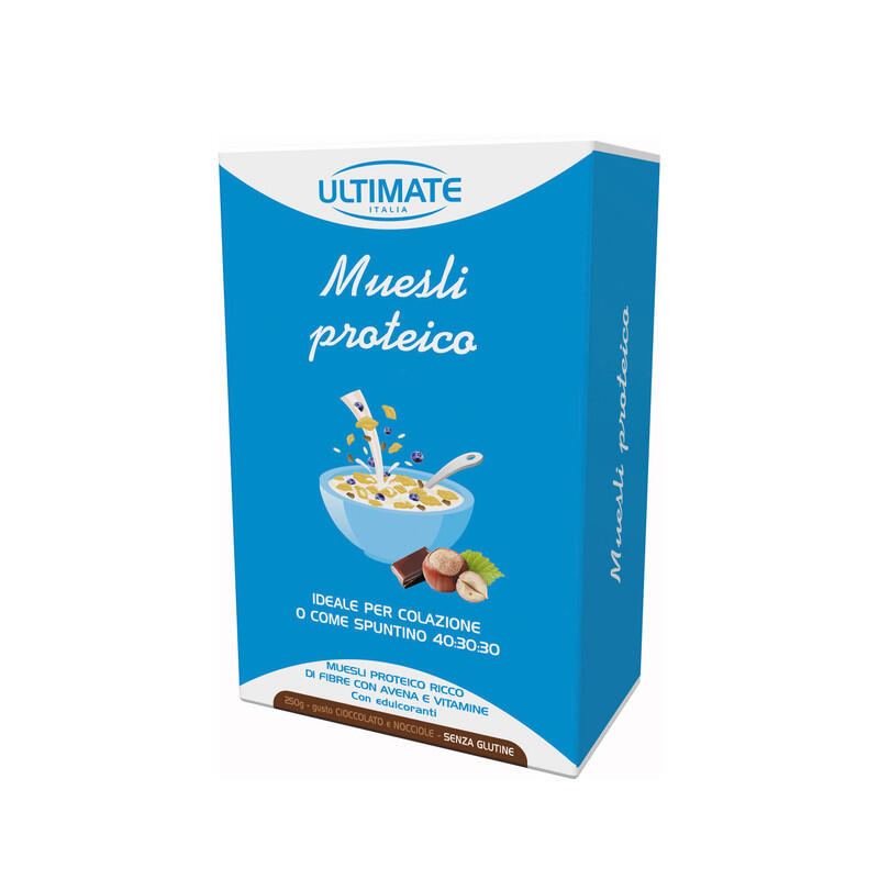 ULTIMATE ITALIA Integratore alimentare - MUESLI PROTEICO CIOCCOLATO E NOCCIOLE - 250g