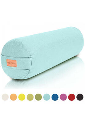Yoga bolster - licht blauw - 65 x 20 cm - yoga kussen - rond