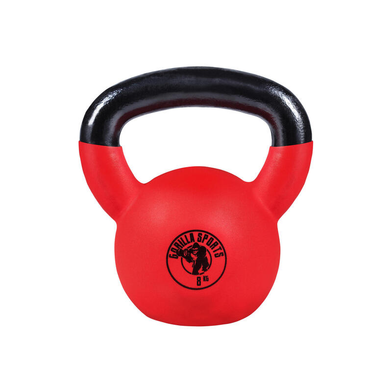 Kettlebell set - 4 kg 8 kg 12 kg - Gietijzer - Rubber Coating - Vinyl - Rood