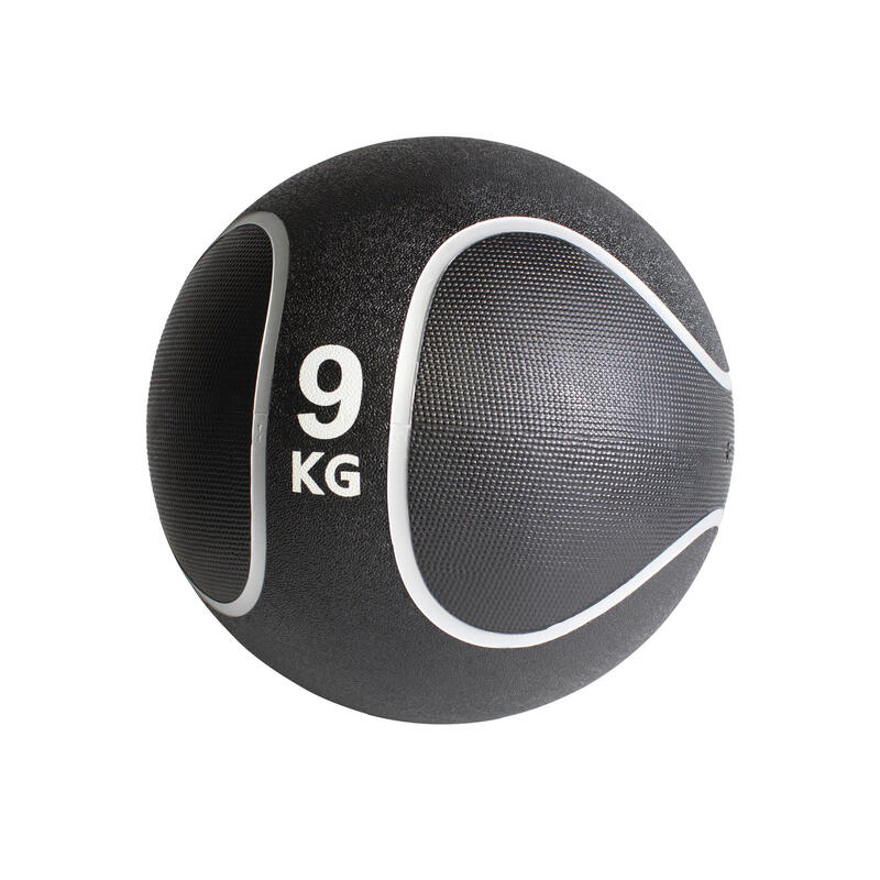 MEDECINE BALL CAOUTCHOUC NOIR ET GRIS | MUSCULATION | AU CHOIX DE 1KG À 10KG