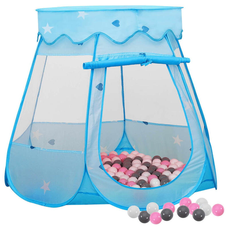 Tenda de brincar infantil com 250 bolas 102x102x82 cm azul