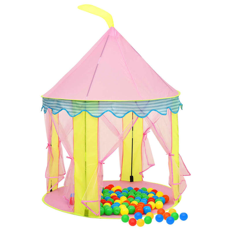 Tenda de brincar infantil com 250 bolas 100x100x127 cm rosa