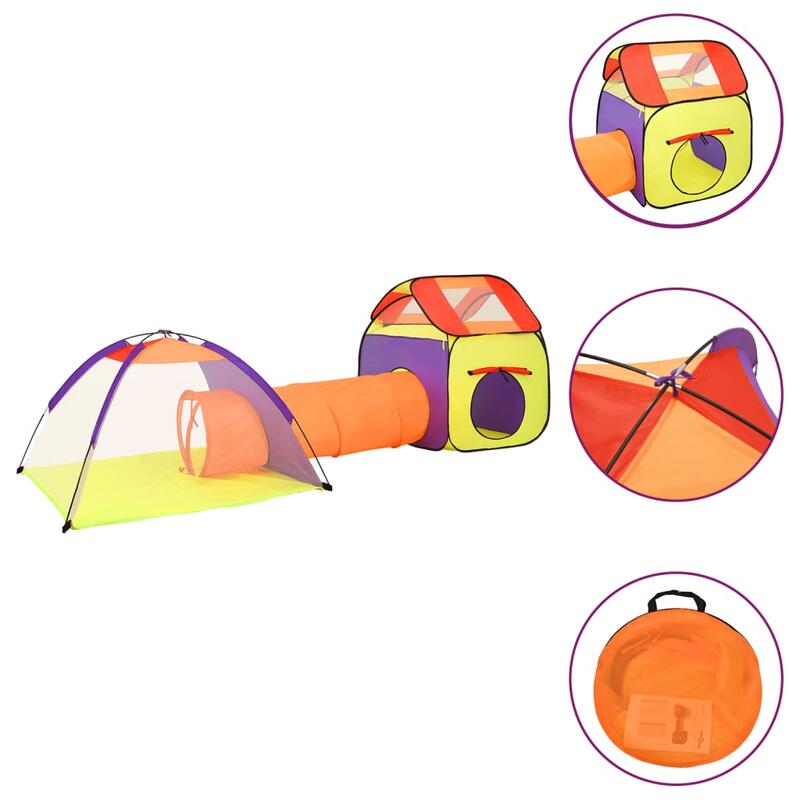 Tenda de brincar infantil com 250 bolas 338x123x111 cm multicor