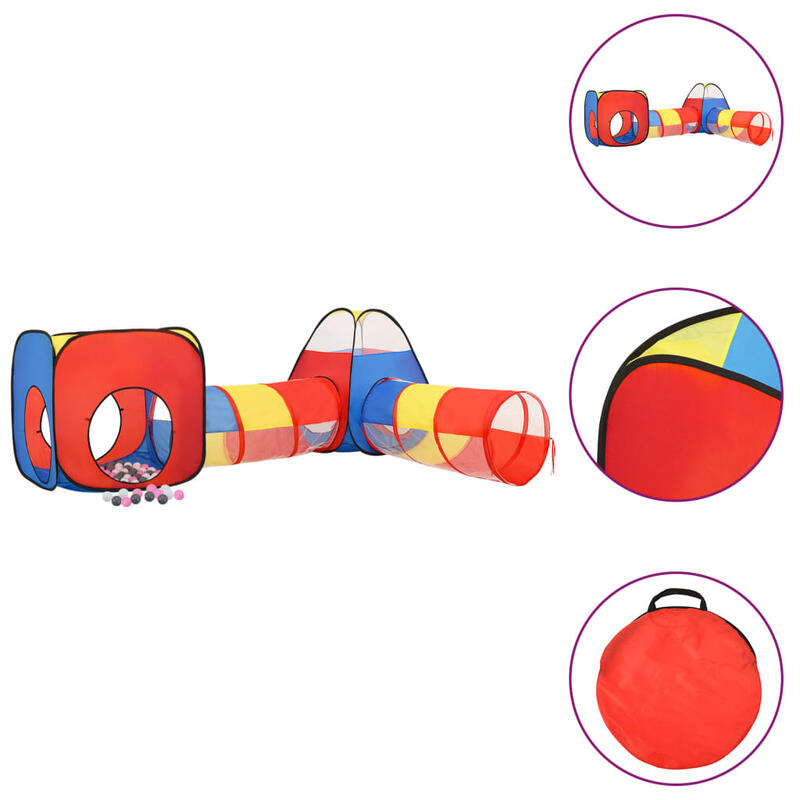 Tenda de brincar infantil com 250 bolas 190x264x90 cm multicor