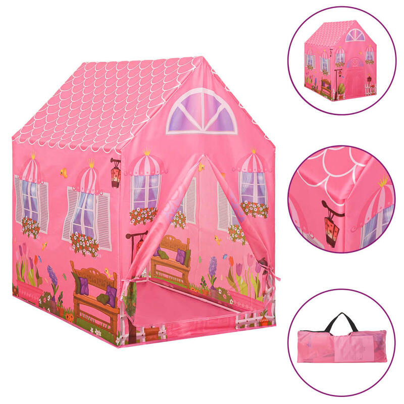 Tenda de brincar infantil com 250 bolas 69x94x104 cm rosa