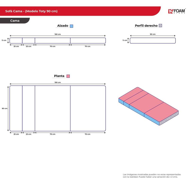 Sofá Cama y Colchón Plegable (90x190x11 cm)