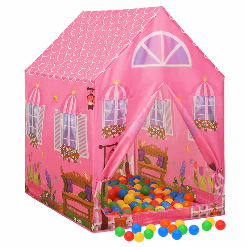 Tenda de brincar infantil com 250 bolas 69x94x104 cm rosa