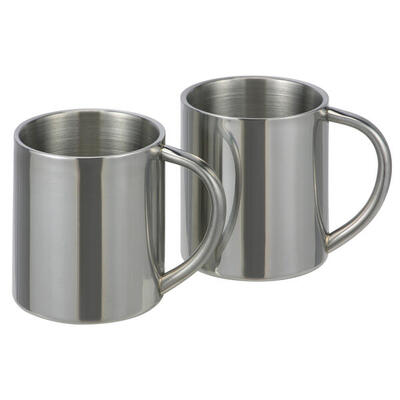 2 x roestvrij staal camping mokken set koffie mok thermo dubbelwandig