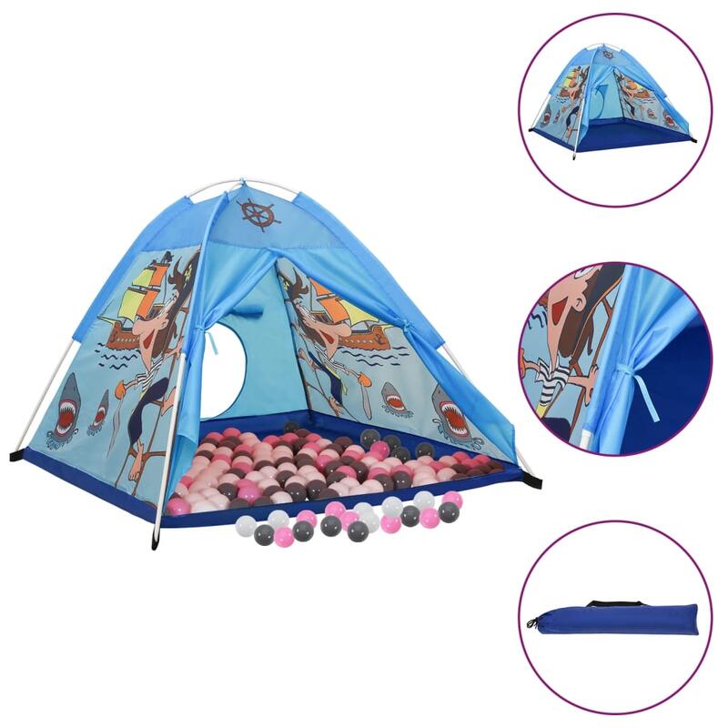 Tenda de brincar infantil com 250 bolas 120x120x90 cm azul