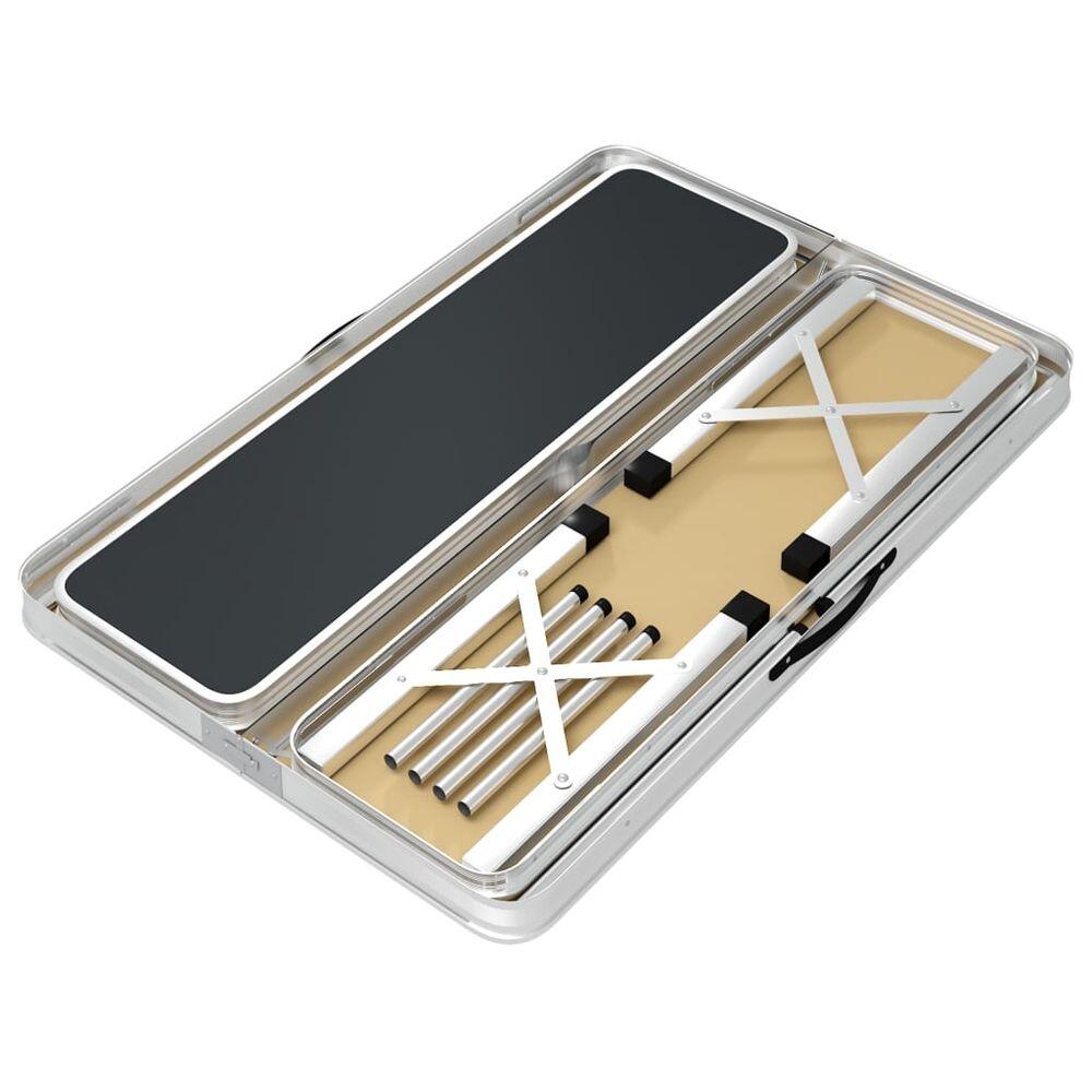 Mesa de camping plegable con 2 bancos aluminio gris 5/7