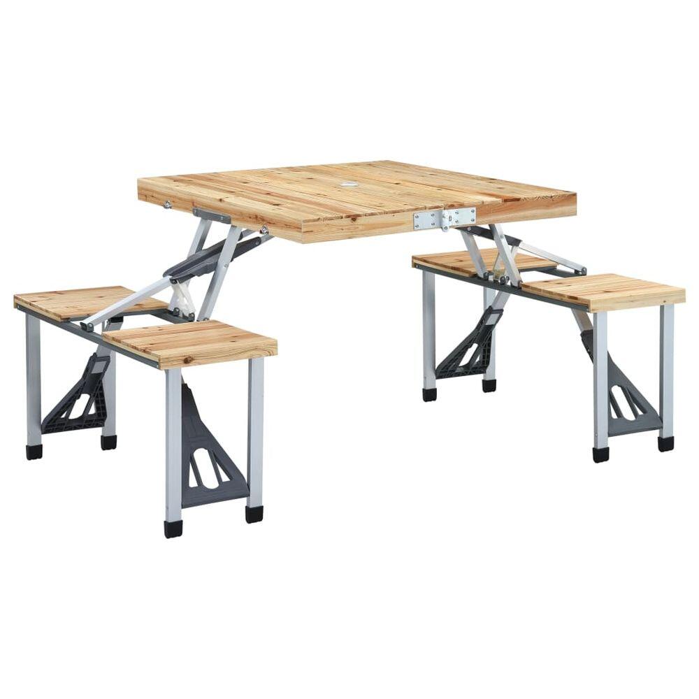 Mesa de camping plegable con 4 asientos acero aluminio 3/7