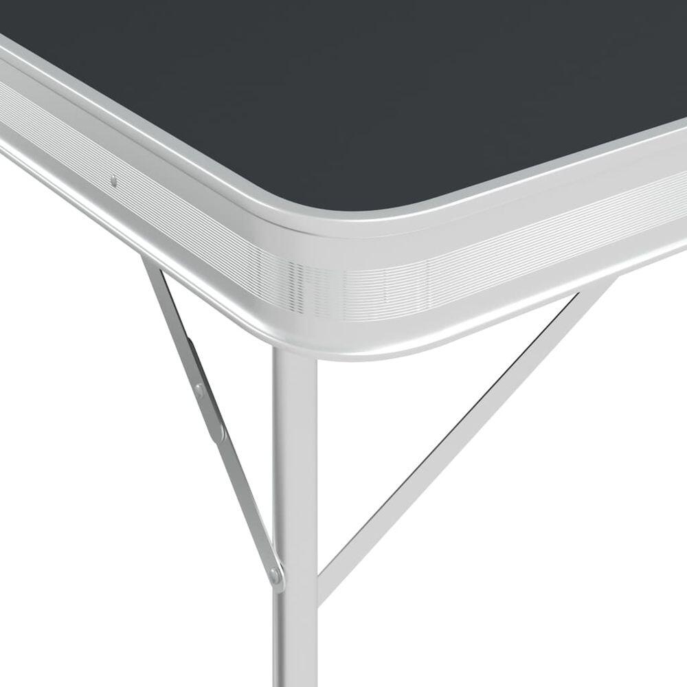 Mesa de camping plegable con 2 bancos aluminio gris 3/7