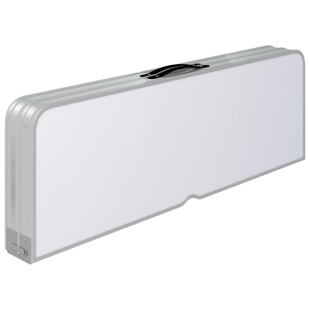 Mesa de camping plegable con 2 bancos aluminio blanco 4/7