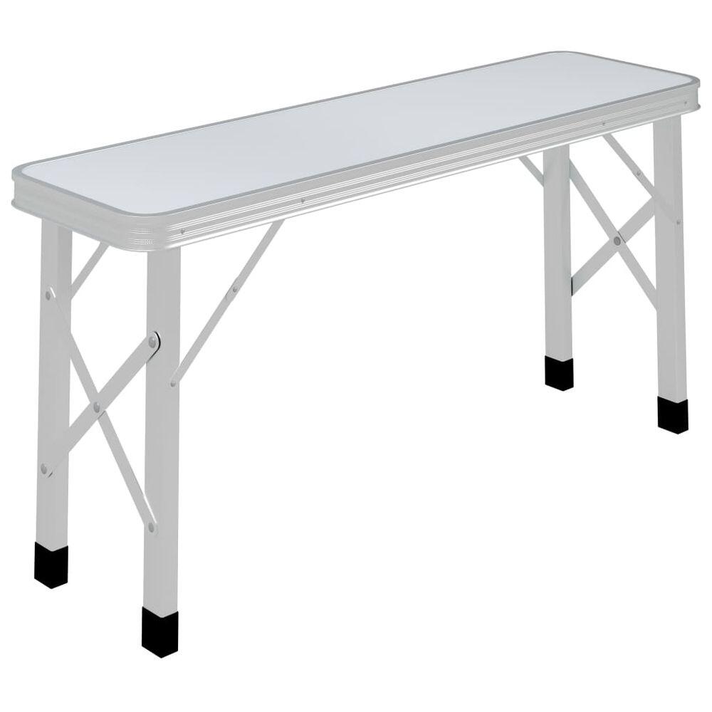Mesa de camping plegable con 2 bancos aluminio blanco 3/7