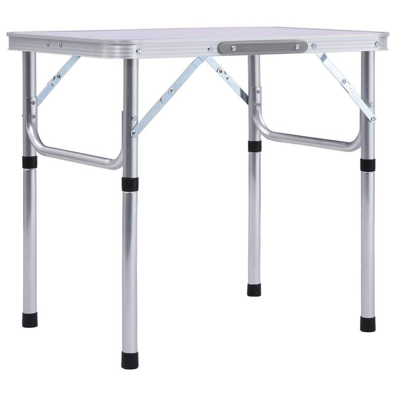 Mesa de campismo dobrável 60x40 cm alumínio branco