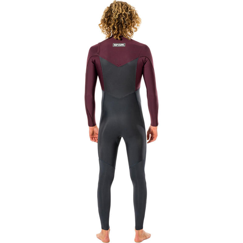 Costum de înot bărbați Rip Curl Dawn Patrol 3/2 mm Chest Zip wine