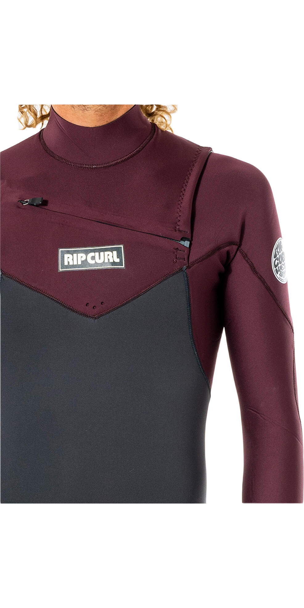 2022 Hommes Dawn Patrol Warmth 3/2mm Chest Zip Combinaison Néoprène - Wine 4/6