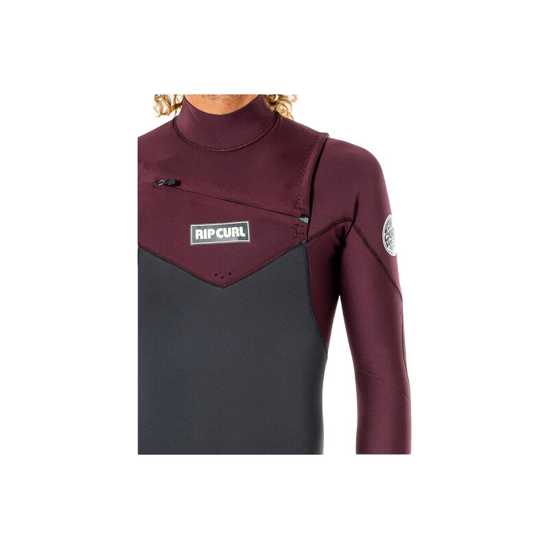 Costum de înot bărbați Rip Curl Dawn Patrol 3/2 mm Chest Zip wine