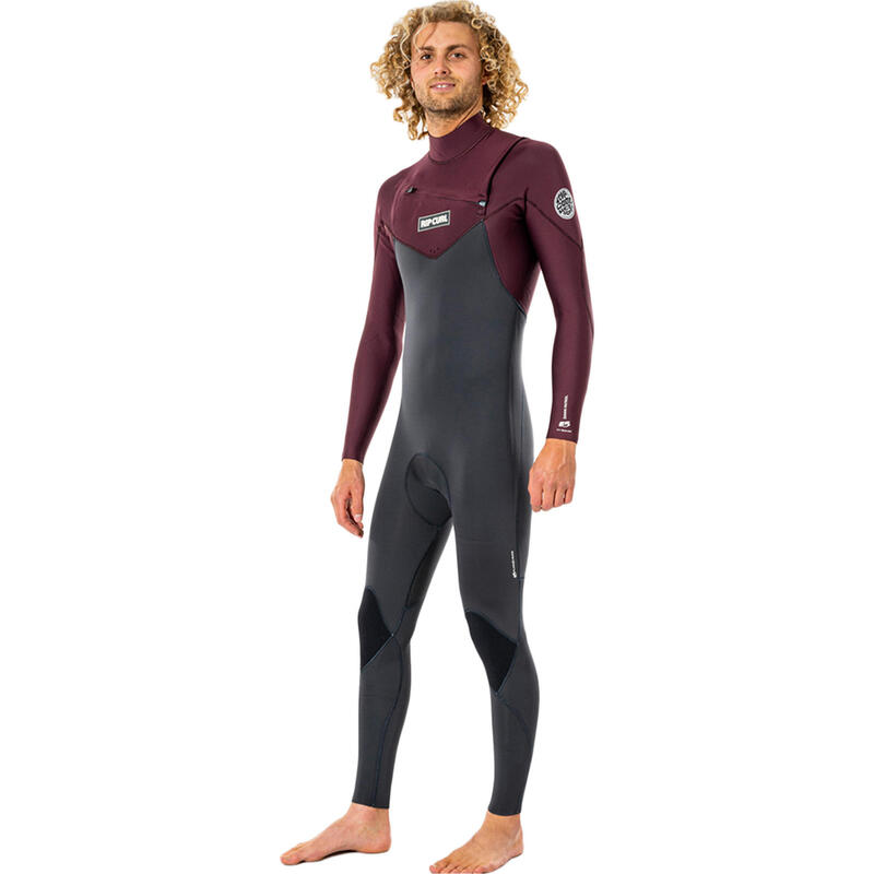 Costum de înot bărbați Rip Curl Dawn Patrol 3/2 mm Chest Zip wine