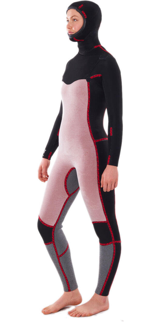 Femmes Dawn Patrol 5/4mm à Capuche Chest Zip Combinaison Néoprène 5/7