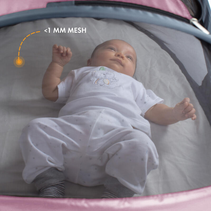 Pătuț Călătorie Multifuncțional Baby Luxe cu saltea autogonflabilă - Roz