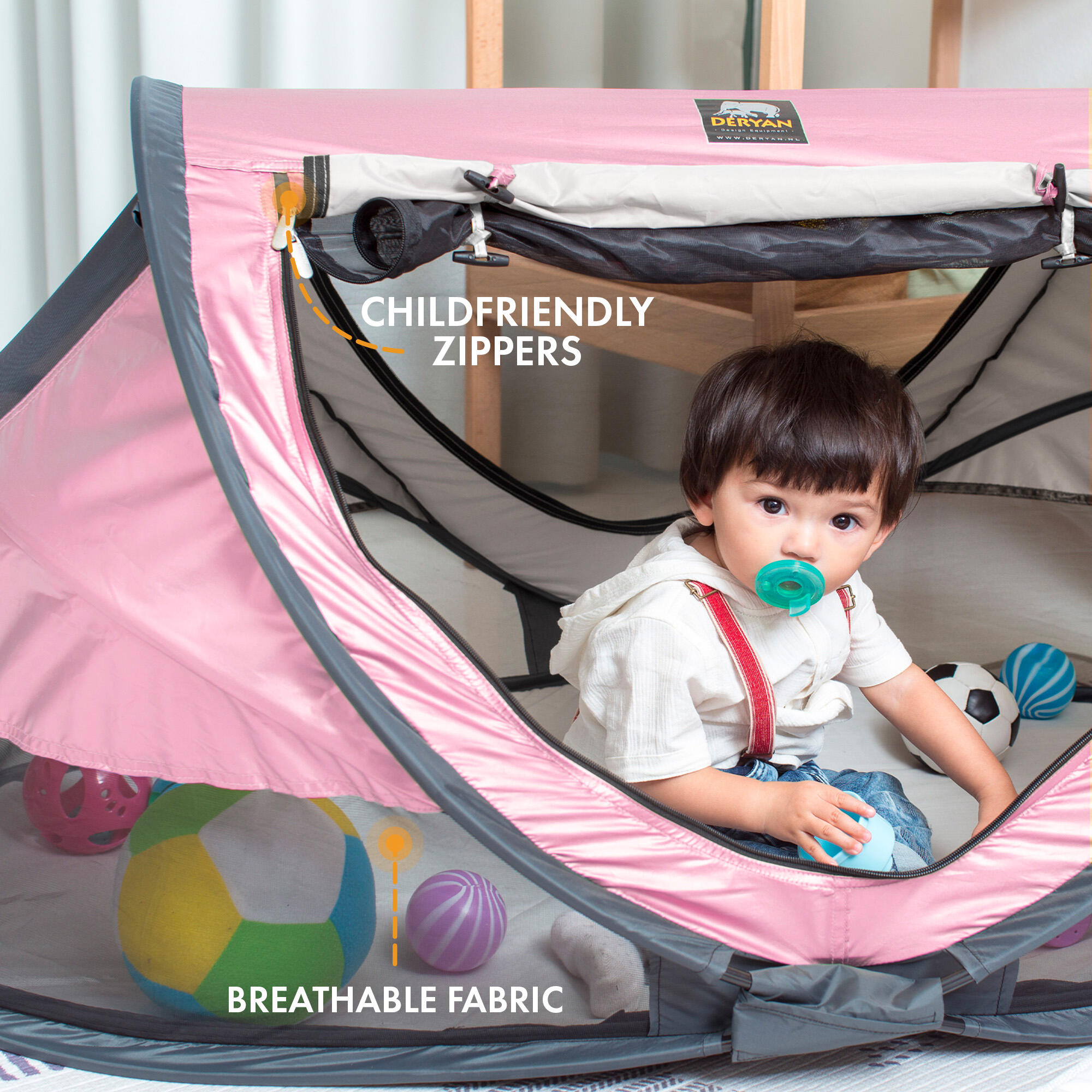 Peuter Luxe Campingbedje - Inclusief zelfopblaasbare matras - Rosé 5/8