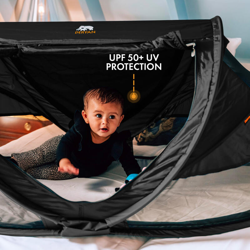 Cuna Niño pequeño Luxe Camping - Incluye colchón autoinflable - Negro