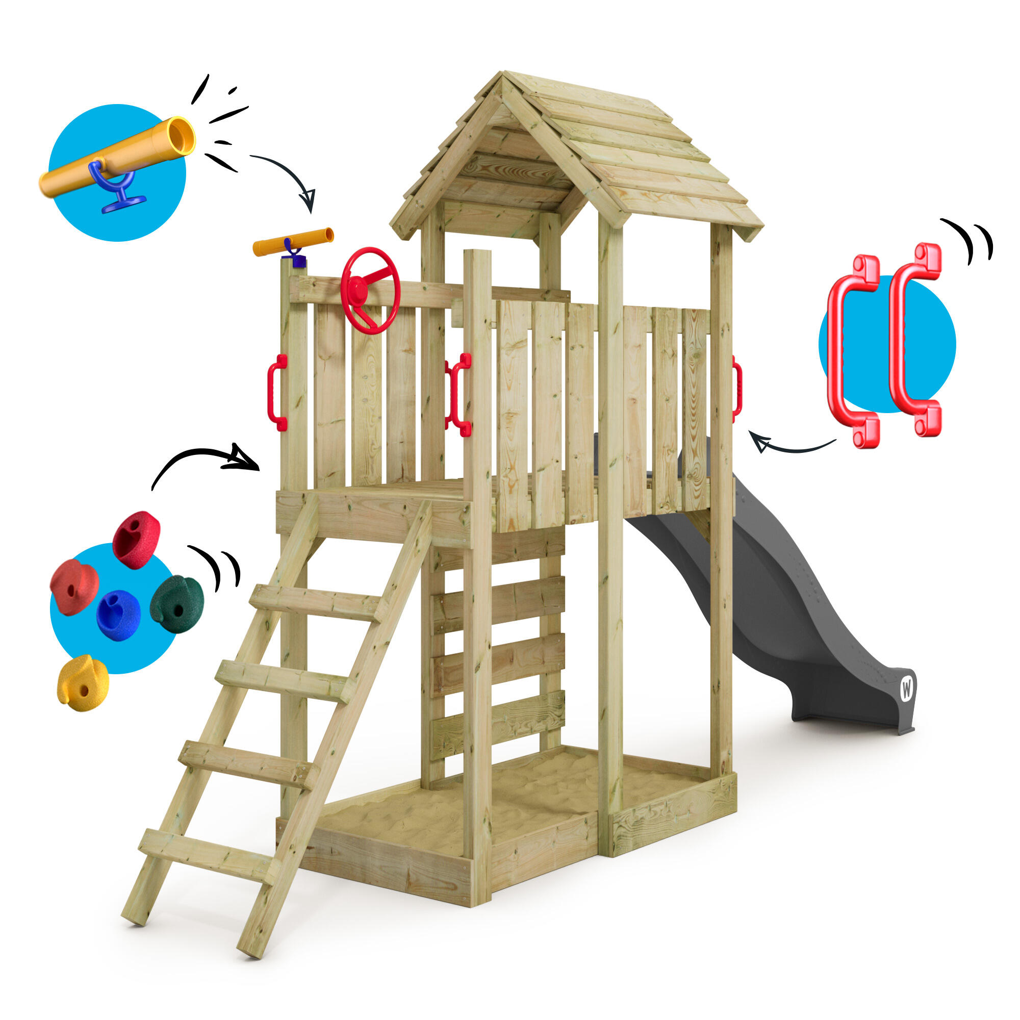 Parque infantil Wickey JoyFlyer con techo de madera 5/7
