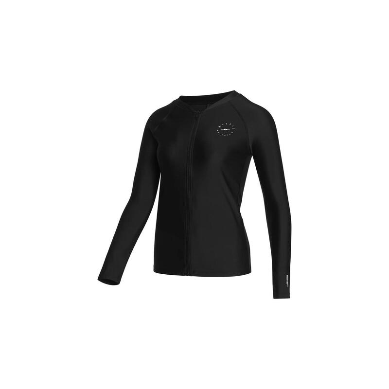 Jayde Zip Thru Rash Vest - Negro