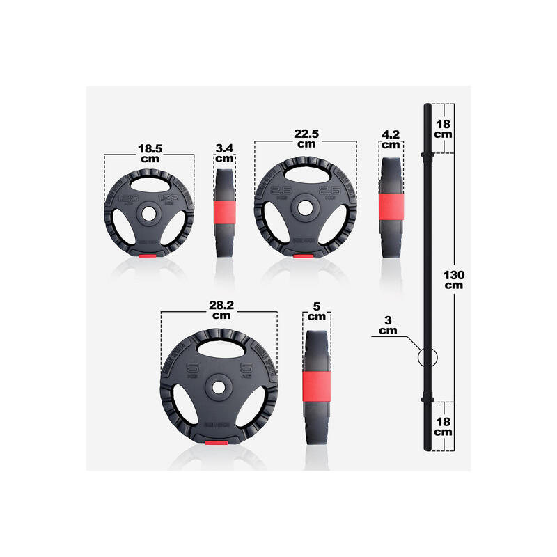 Aerobic Halterset 20 kg - Gripper Kunststof - Veersluitingen