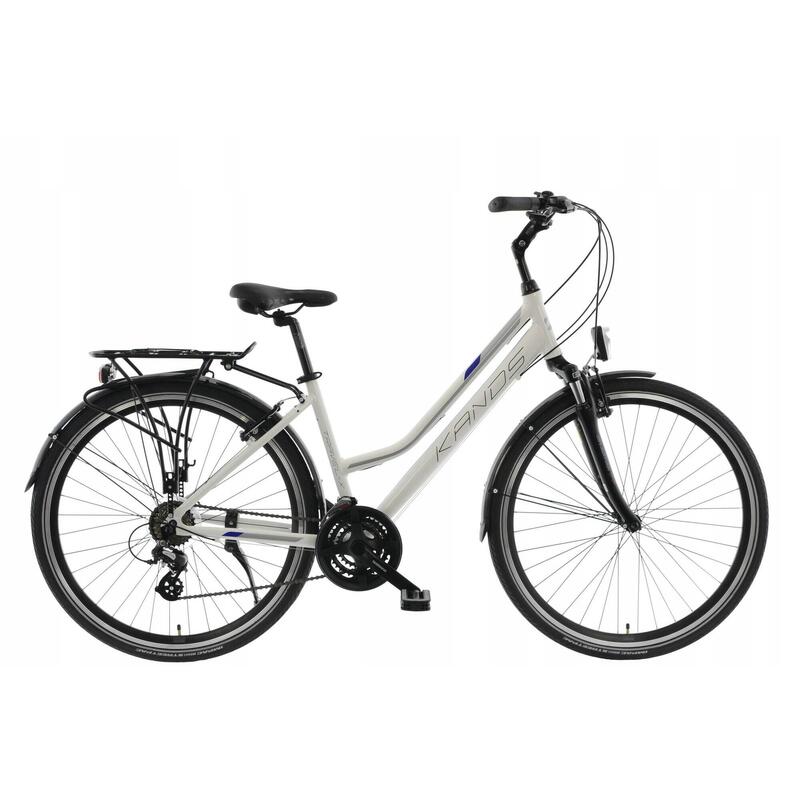 Bicicleta Dama Kands® Travel-X Alu, Shimano, Cu suspensie,  Roata 28'', Alb