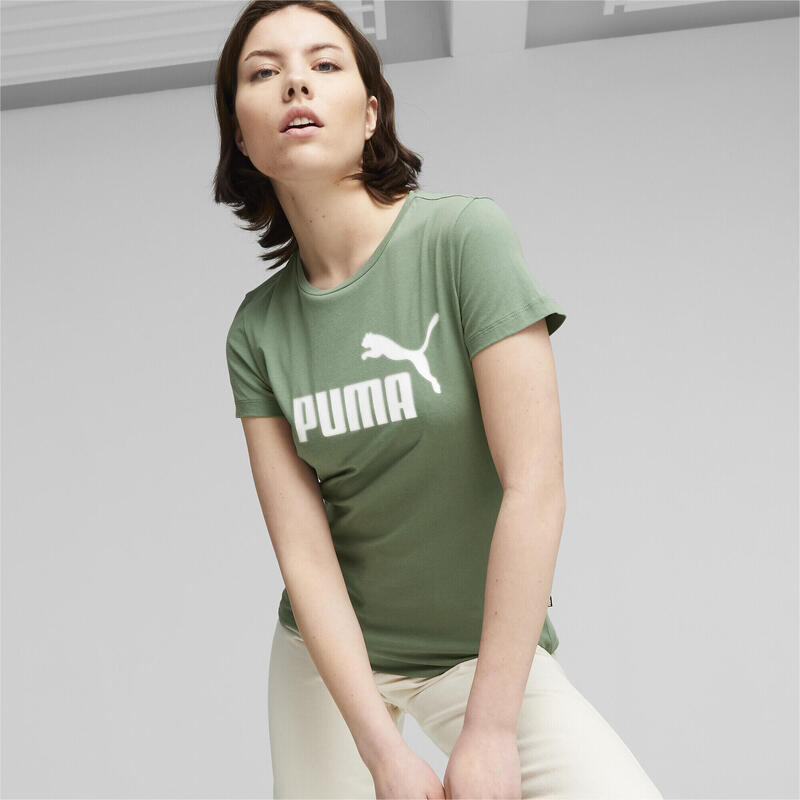 Camiseta Mujer Essentials+ Metallic Logo PUMA Eucalyptus Green