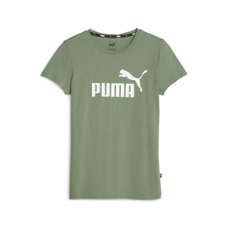 Essentials+ Metallic Logo T-shirt &apos;voor dames PUMA Eucalyptus Green