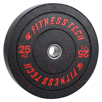 Disque Bumper Plate Hi Temp Musculation Fitness Tech 25kg Rouge