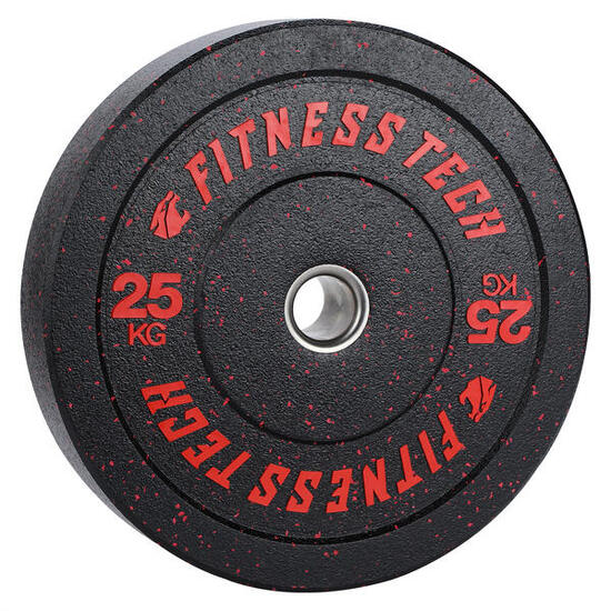 Disque Bumper Plate Hi Temp Musculation Fitness Tech 25kg Rouge