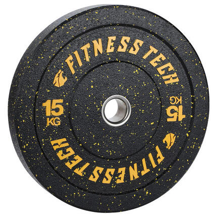 Disque Bumper Plate Hi Temp Musculation 15kg Orange Fitness Tech