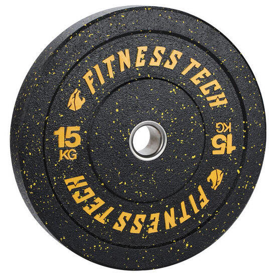 Disque Bumper Plate Hi Temp Musculation 15kg Orange Fitness Tech