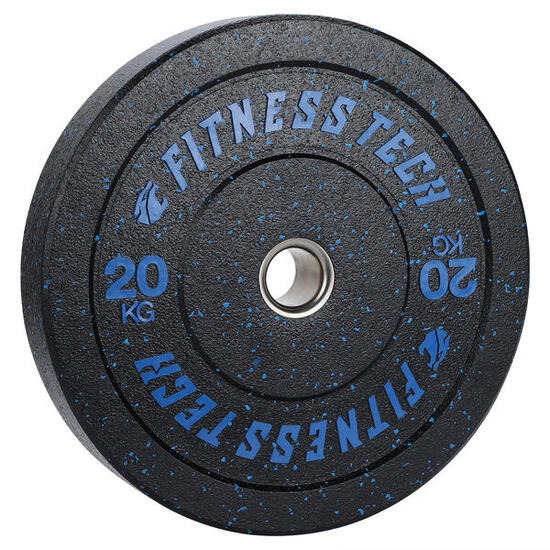 Disque Bumper Plate Hi Temp Musculation 20kg Bleu Fitness Tech