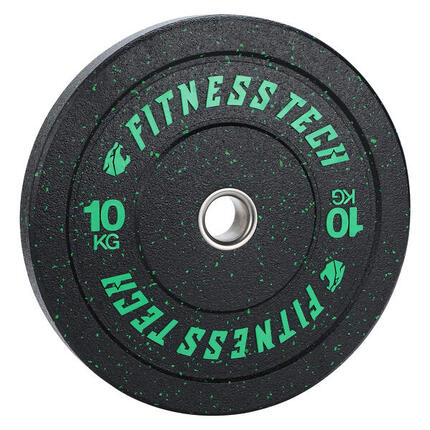 Disque Bumper Plate Hi Temp Musculation 10kg Vert Fitness Tech