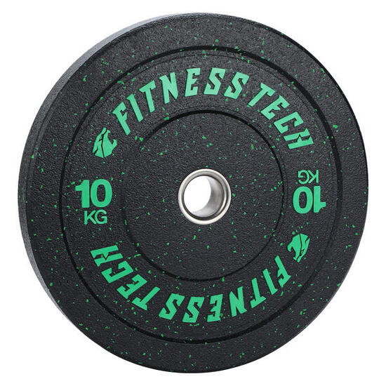 Disque Bumper Plate Hi Temp Musculation 10kg Vert Fitness Tech