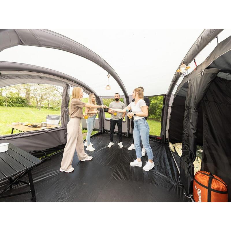 Opblaasbare Campingtent Timola 6 Air - 6 Pers, 1 donkere cabine, inclusief pomp