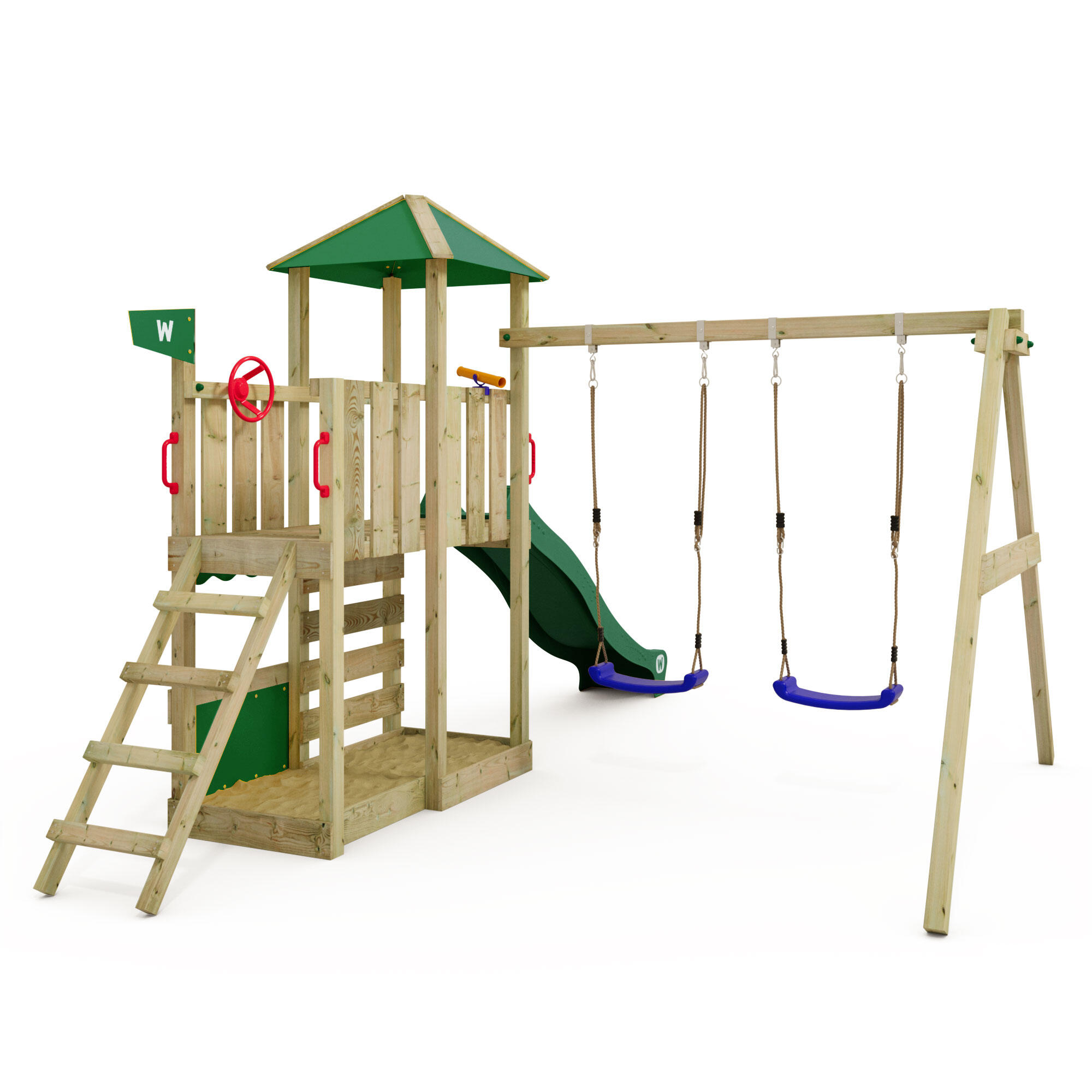 Aire de jeux Smart Savana avec balançoire et toboggan vert 2/7