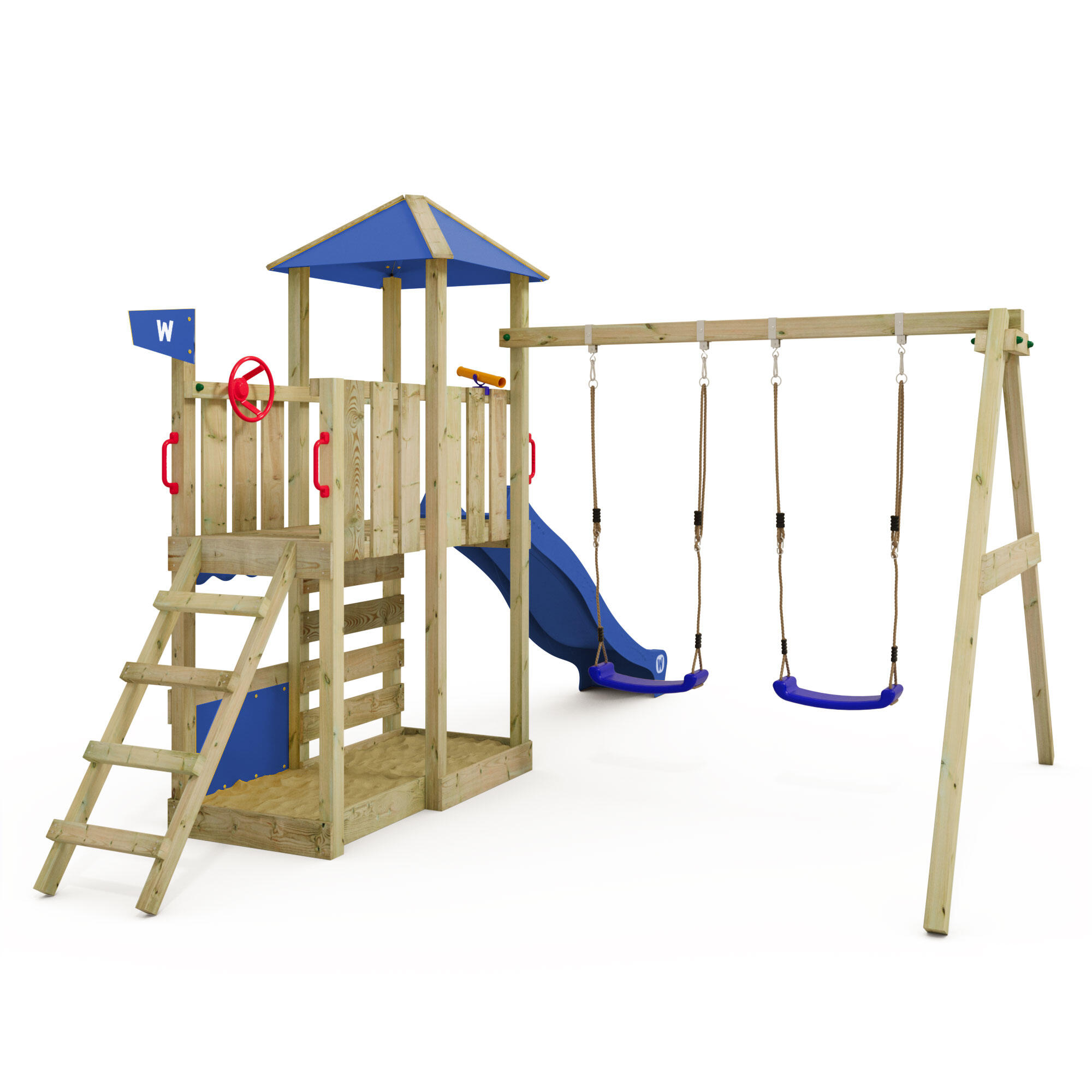 Aire de jeux Smart Savana avec balançoire et toboggan bleu 2/7