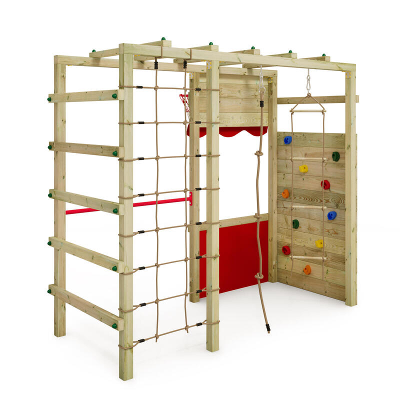 Klettergerüst Spielturm Smart Action Gartenspielgerät mit Kletterwand rot WICKEY
