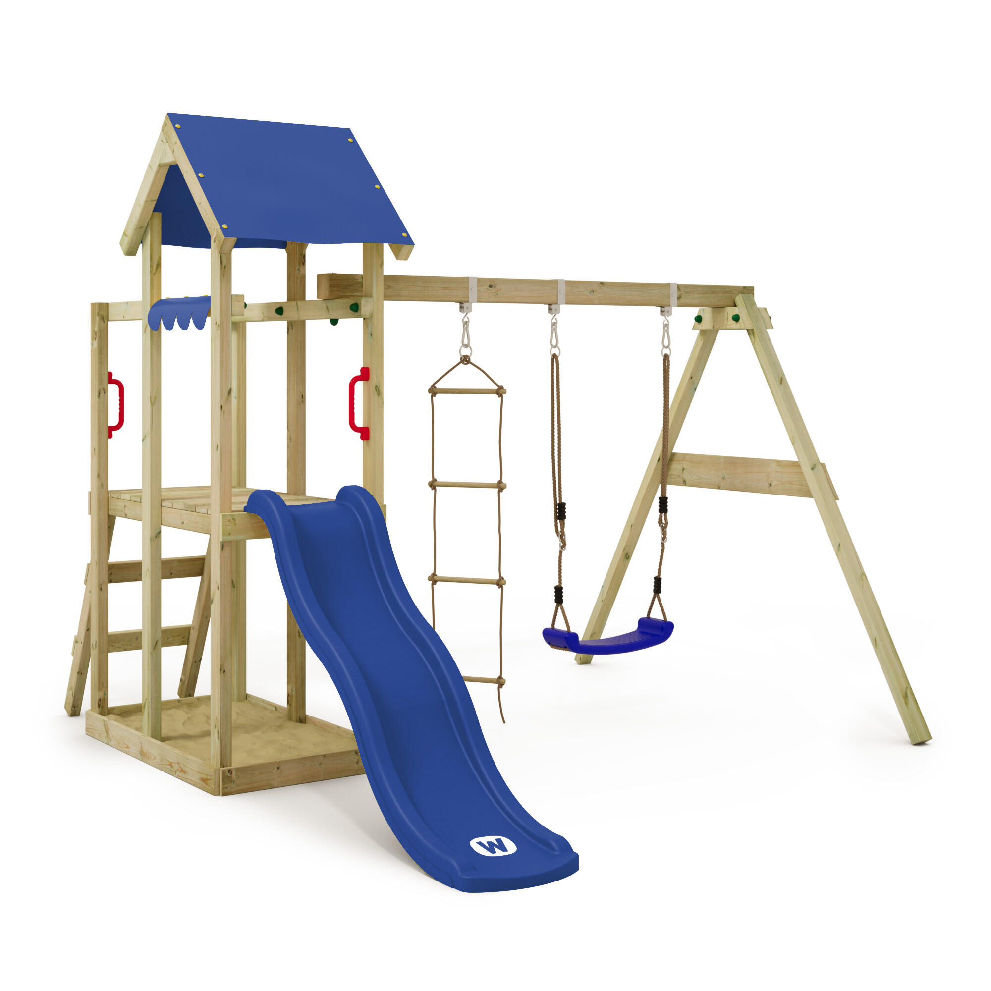 WICKEY TinyPlace speeltoren met schommel & blauwe glijbaan