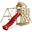 Spielturm Klettergerüst MultiFlyer Holzdach mit Schaukel & roter Rutsche WICKEY