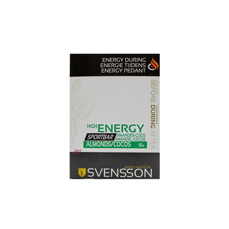 Svensson Box 10 barres énergétiques paléo, 30 g de glucides, amande et noix de c