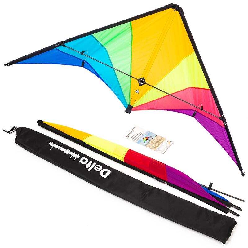 HQ-Delta Hawk Neon-Rainbow - Lenkdrachen, ab 14 Jahren, 72x146cm