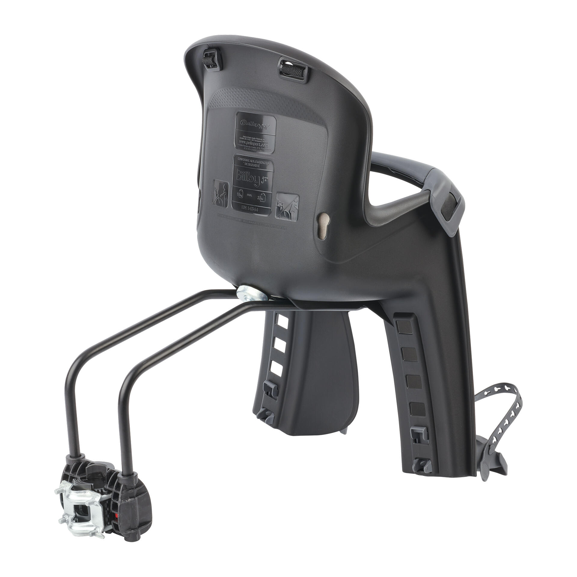 Siège avant pour vélo fixation au cadre Bilby Gris 3/4