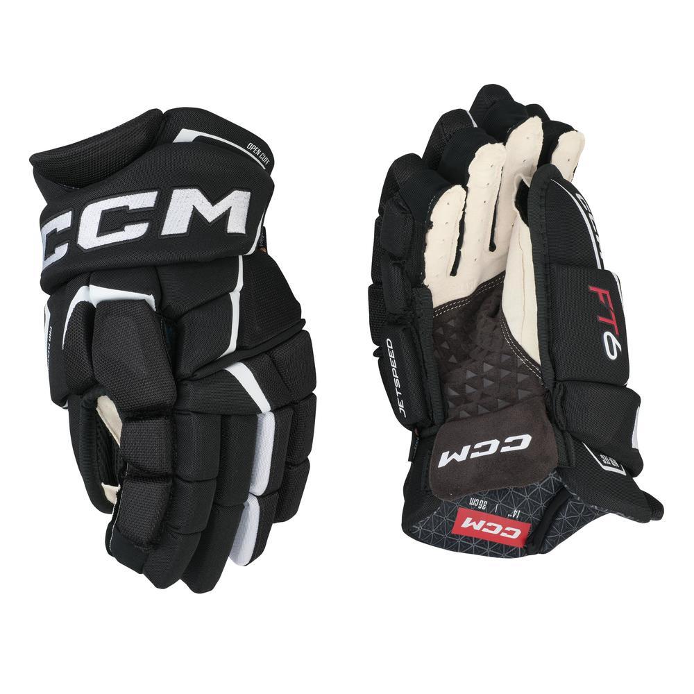 Luvas de Hóqui Preto/Branco Juniores CCM JETSPEED FT6